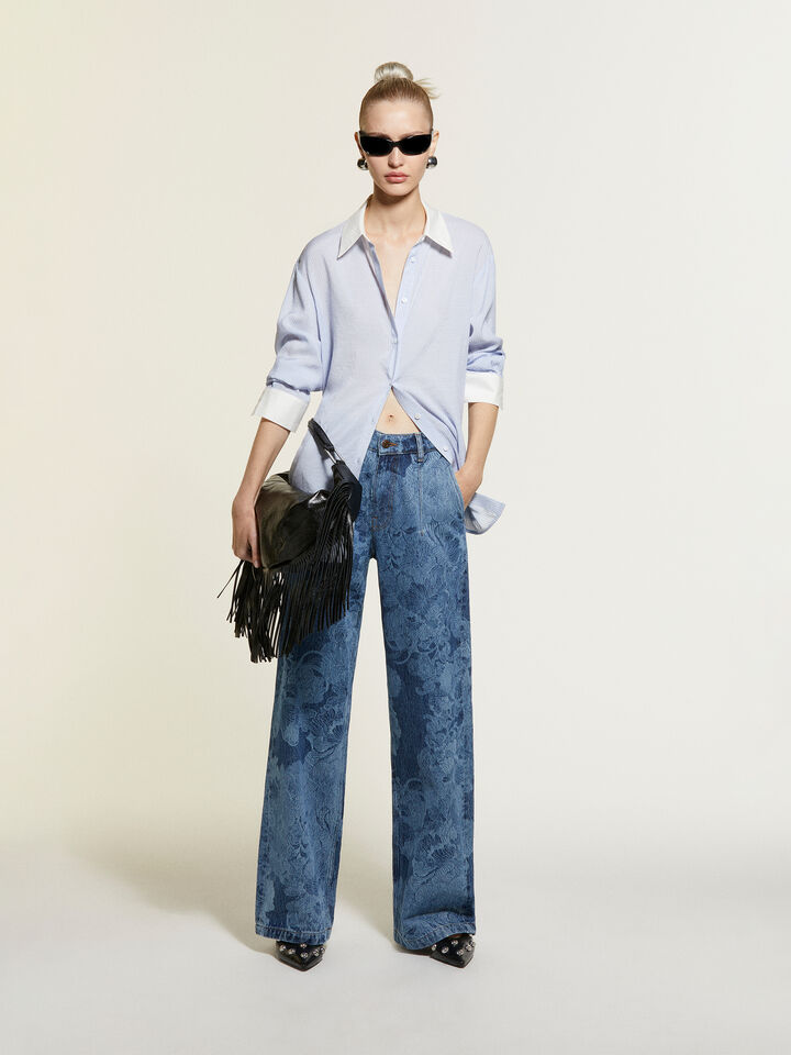Light blue striped comfort fit shirt - women's shirts - Light Blue | Sisley image number 7